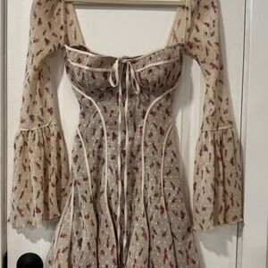 House of CB Vintage Cream Rose Print Corset Mini Dress